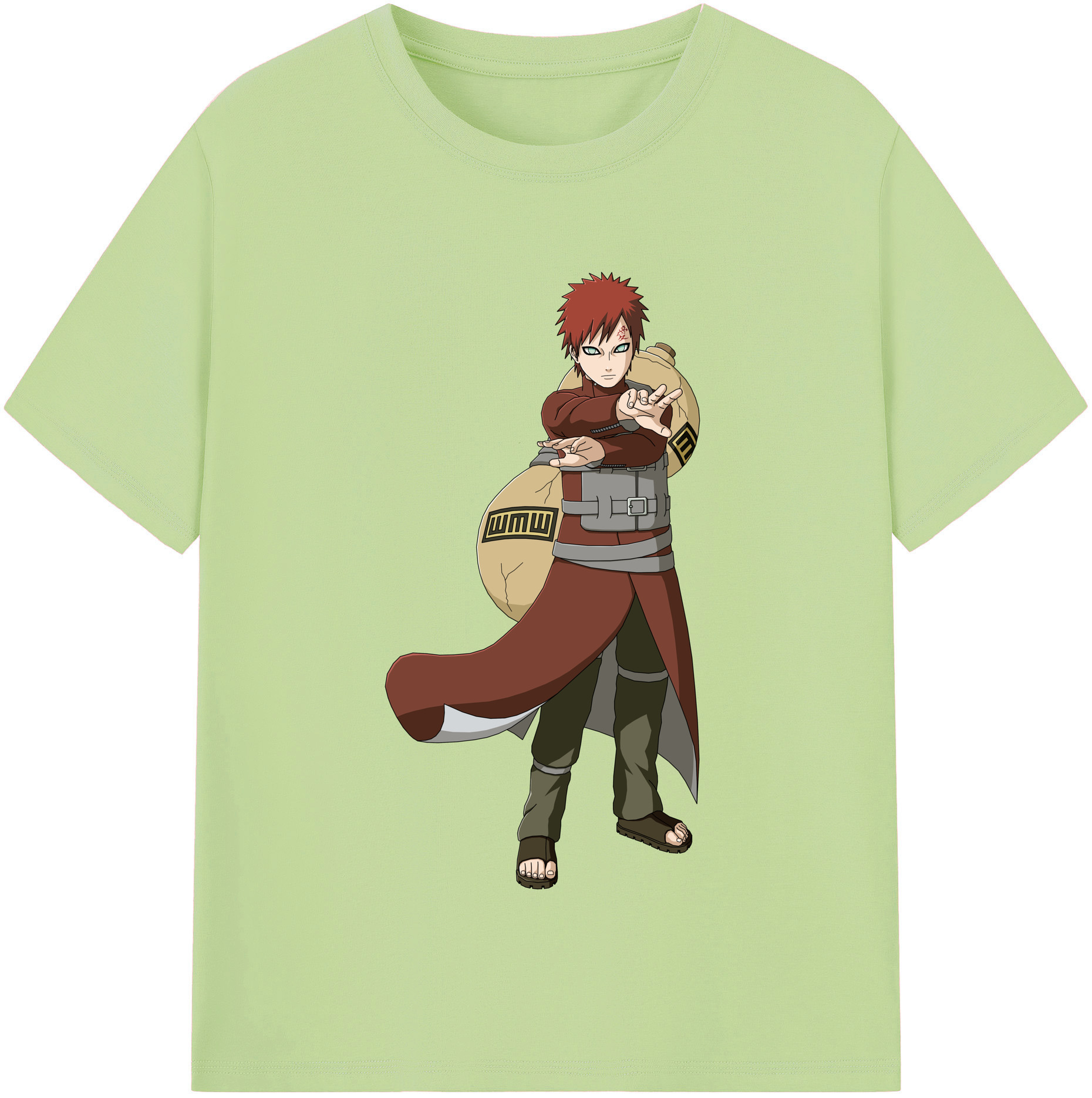 （画像用） NARUTO -ナルト- ガアラ Gaara 綿100％半袖Tシャツ（フロントプリント）